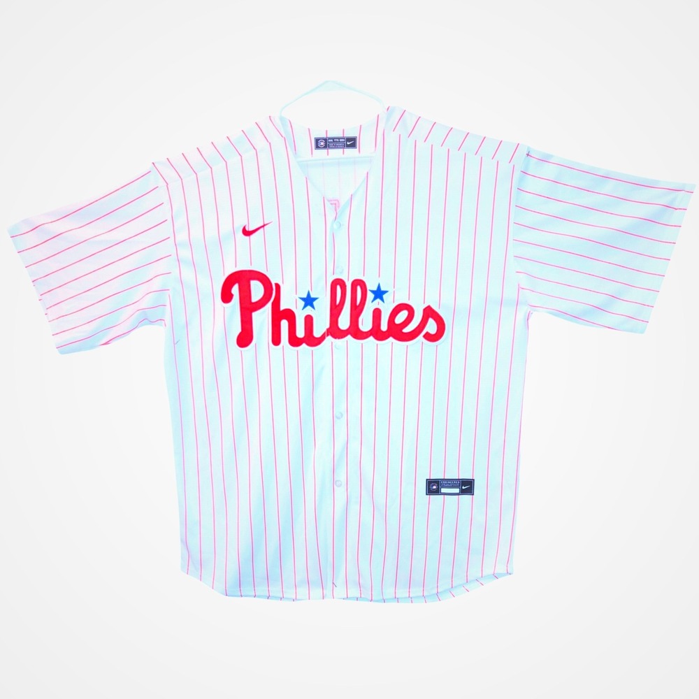 Nike MLB Jersey B.Marsh #16 Philadelphia Phillies Men XXXXL White Red Pinstripe - Picture 5 of 11